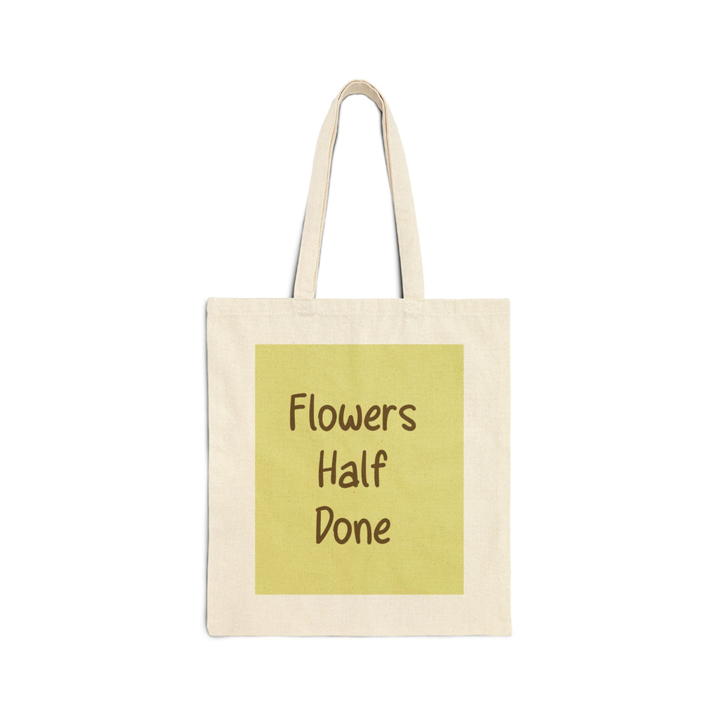 ‘Flowers Half Done’ Cotton Canvas Tote Bag