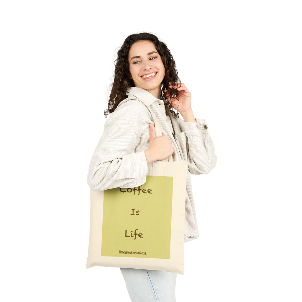 ‘Coffee is Life’ Cotton Canvas Tote Bag