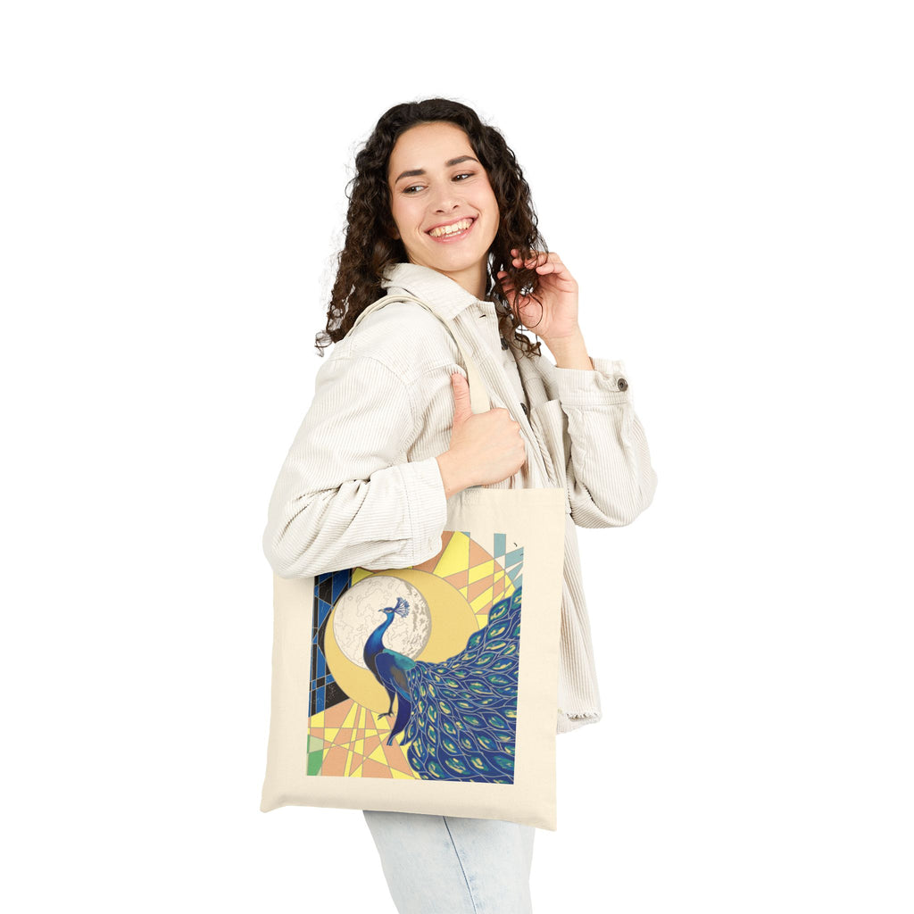 ‘Pop Peacock’ Cotton Canvas Tote Bag