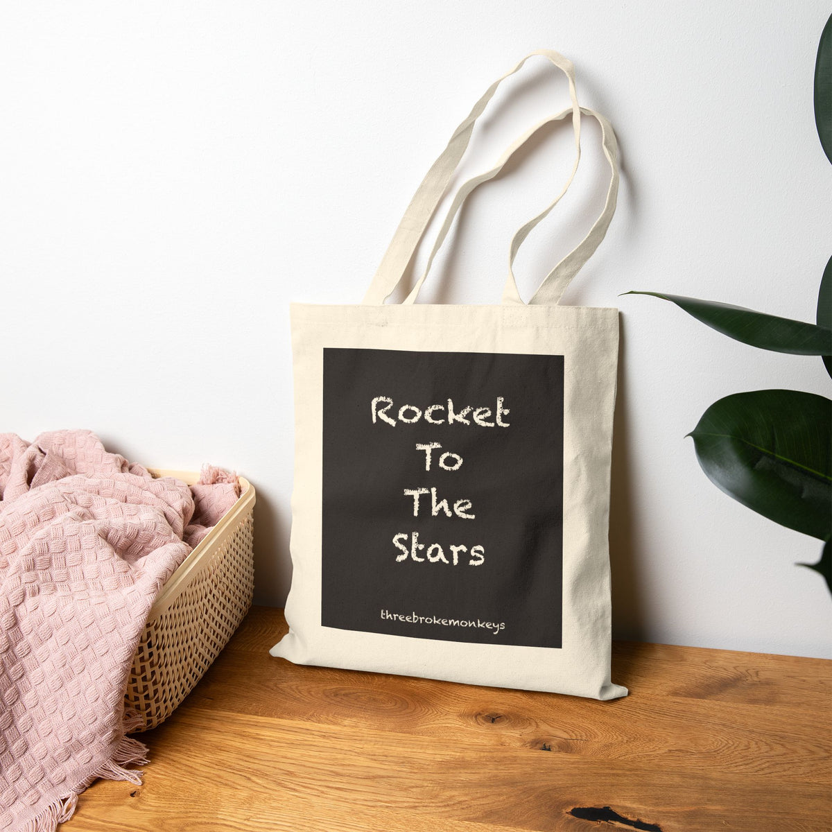 ‘Rocket To The Stars’ Cotton Canvas Tote Bag