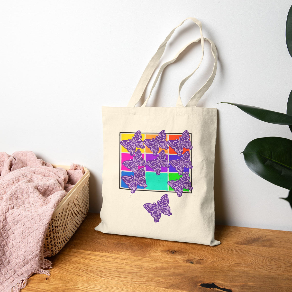 ‘Nine Butterflies’ Cotton Canvas Tote Bag