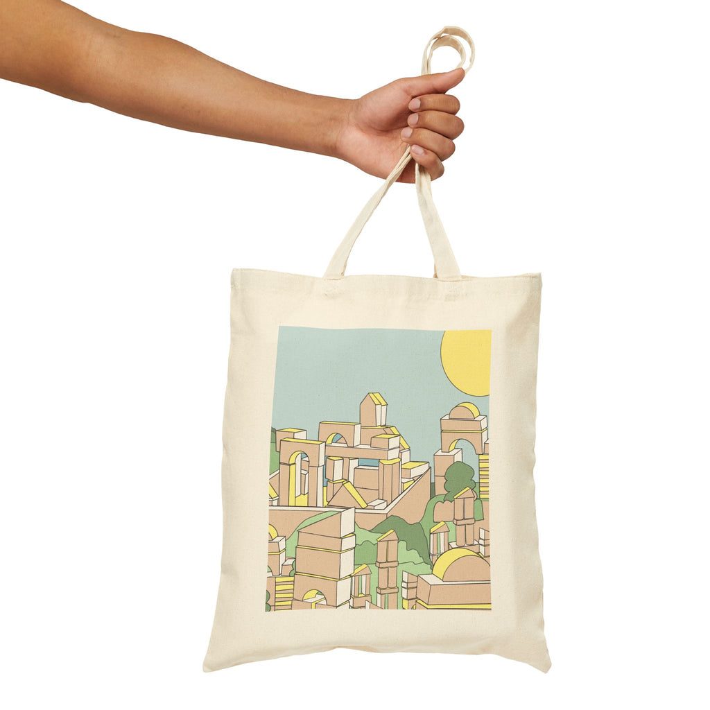 ‘Toy Block Tuscany’ Cotton Canvas Tote Bag