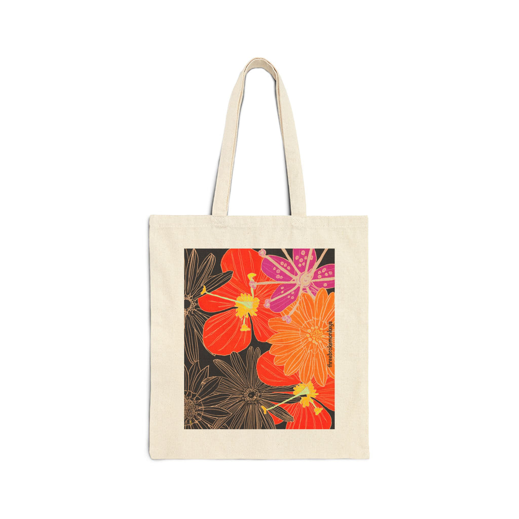 ‘Flowers Half Done’ Cotton Canvas Tote Bag