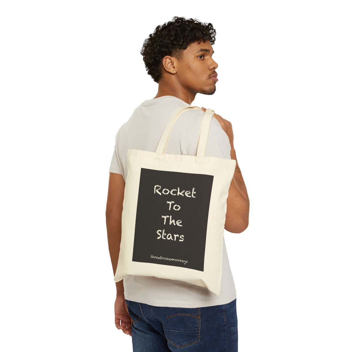 ‘Rocket To The Stars’ Cotton Canvas Tote Bag