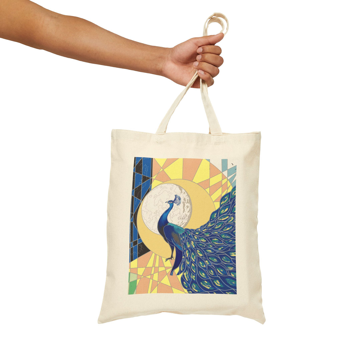 ‘Pop Peacock’ Cotton Canvas Tote Bag