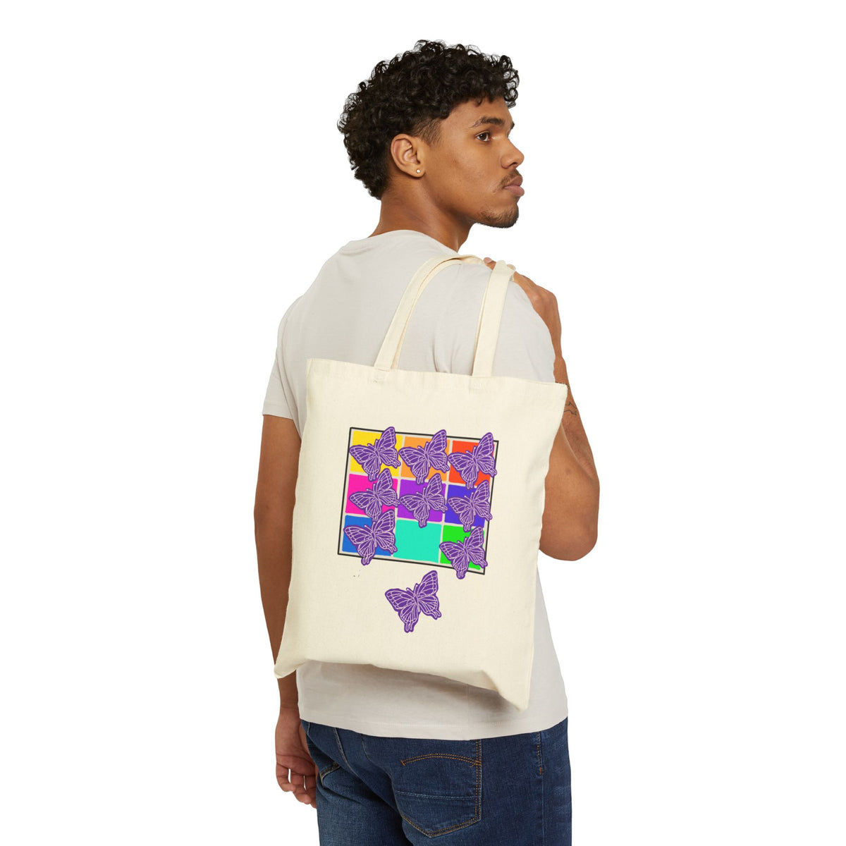 ‘Nine Butterflies’ Cotton Canvas Tote Bag