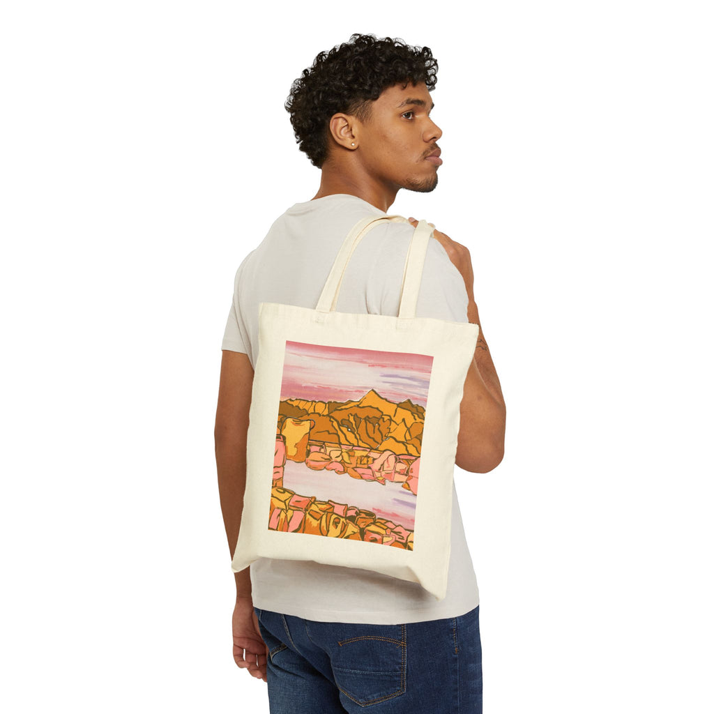 ‘Rocky Mountains Lake’ Cotton Canvas Tote Bag