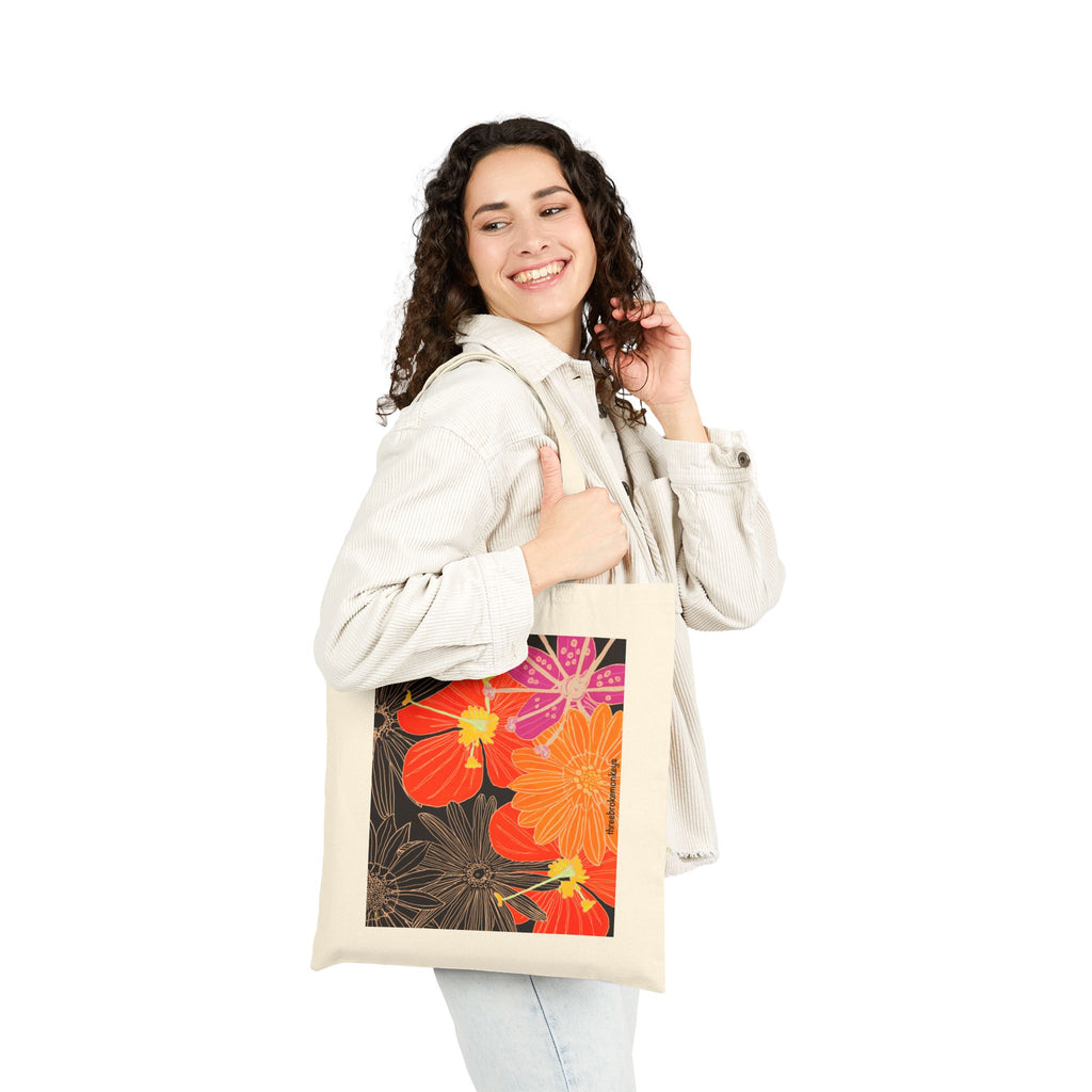 ‘Flowers Half Done’ Cotton Canvas Tote Bag