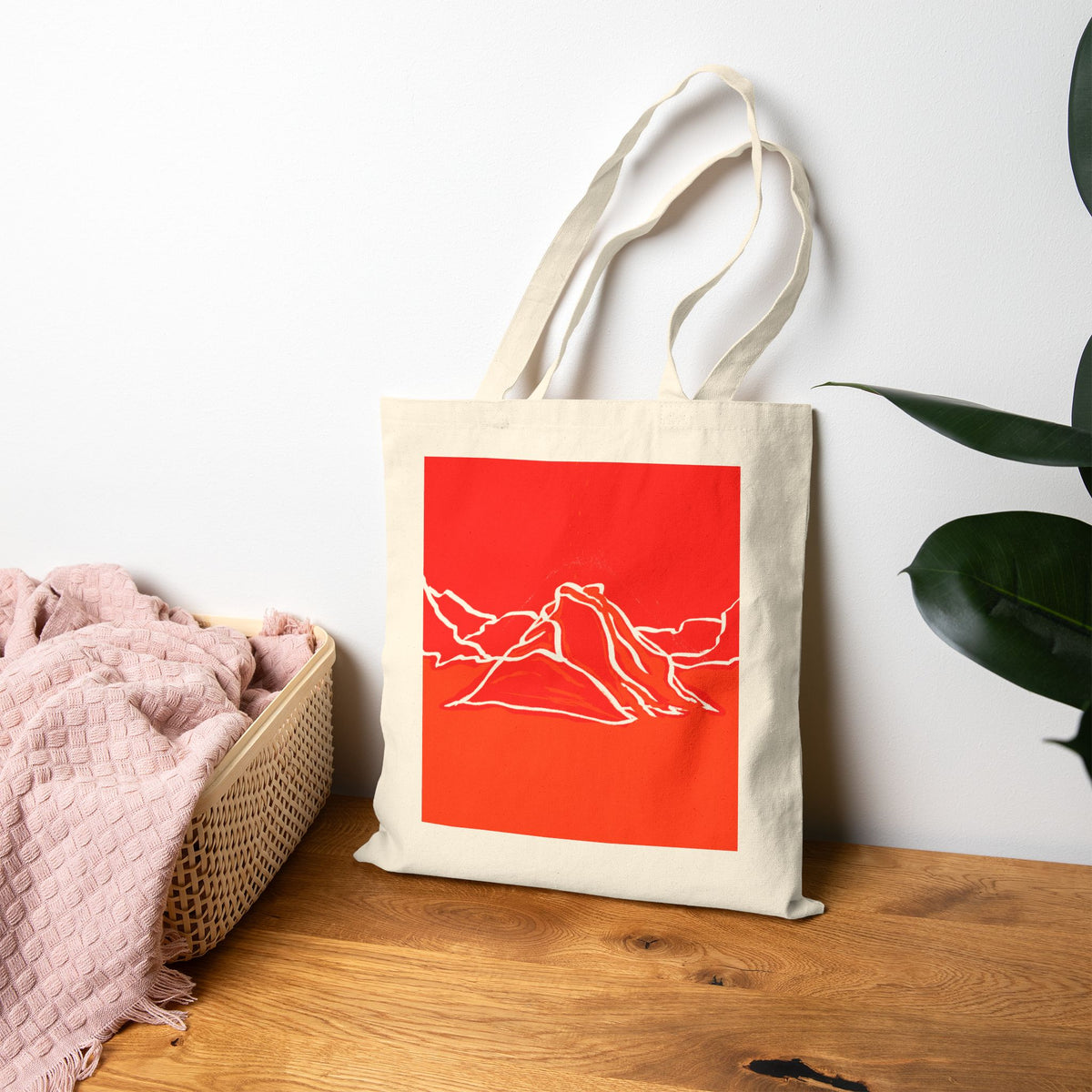 ‘Red Rocky Mountains’ Cotton Canvas Tote Bag