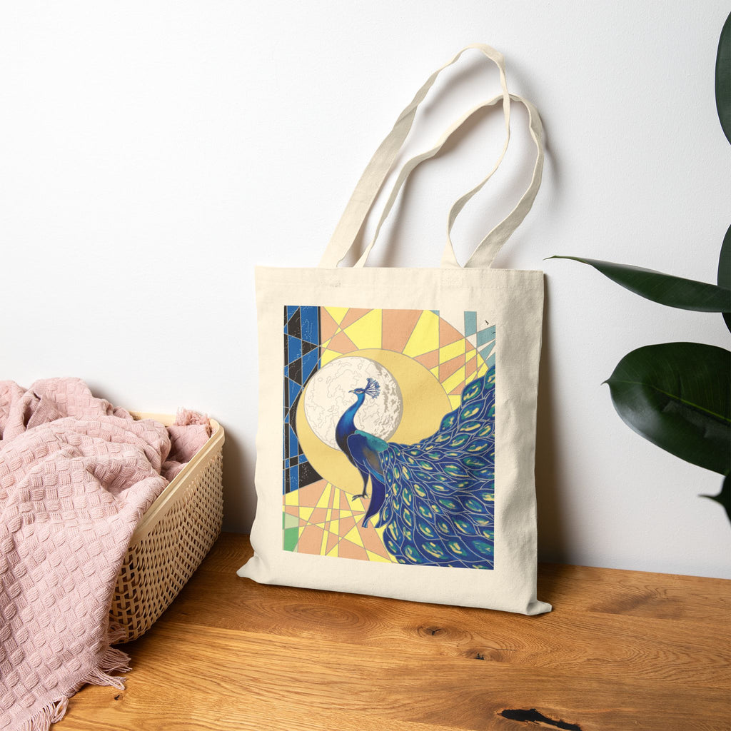 ‘Pop Peacock’ Cotton Canvas Tote Bag