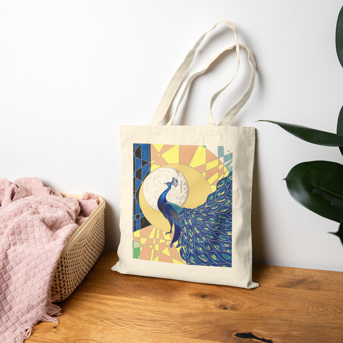 ‘Pop Peacock’ Cotton Canvas Tote Bag