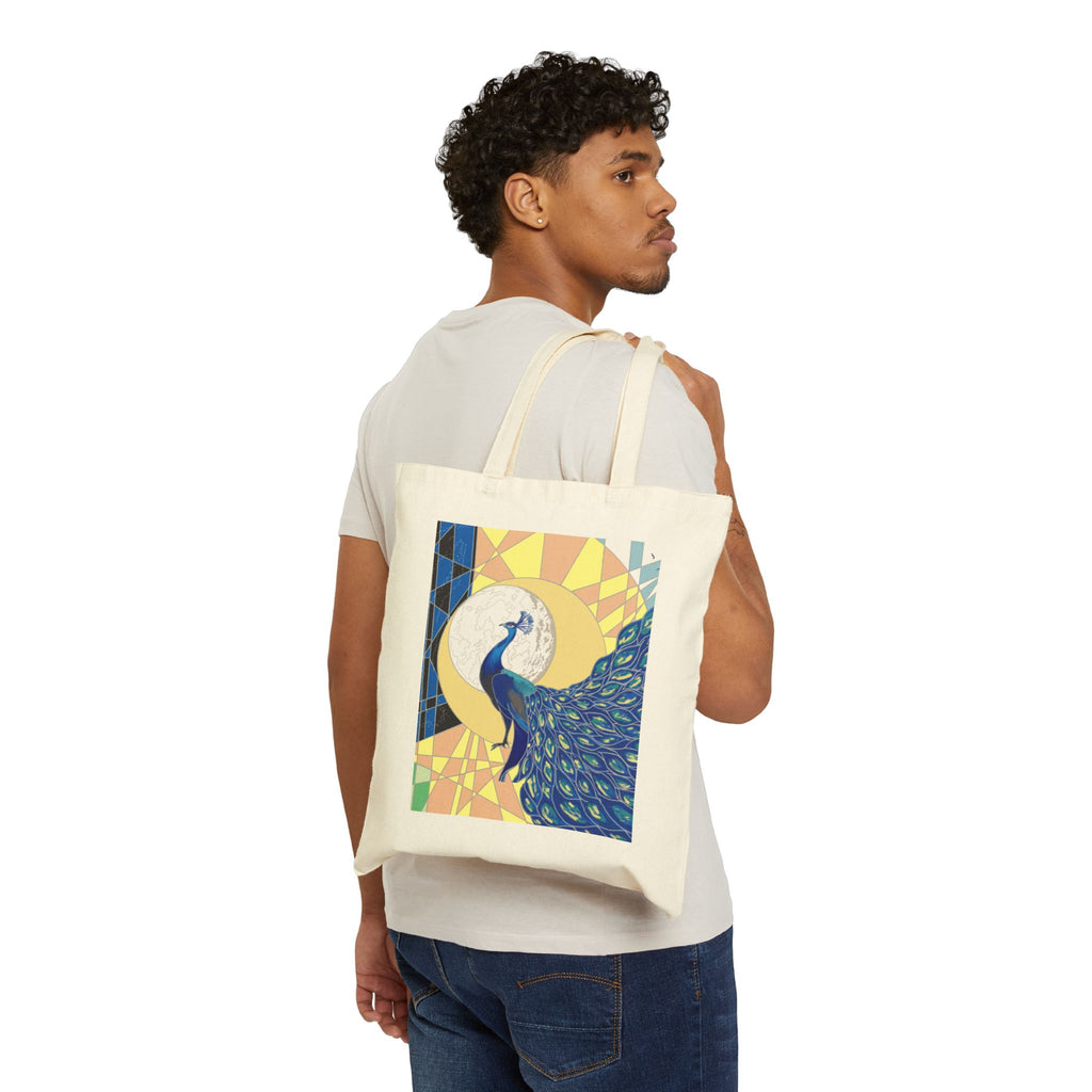 ‘Pop Peacock’ Cotton Canvas Tote Bag